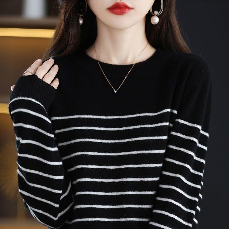 

Осень и зима, новый женский теплый пуловер с круглым вырезом, вязаный свитер, корейский модный свободный тонкий внутренний топ с длинными рукавами 2XL