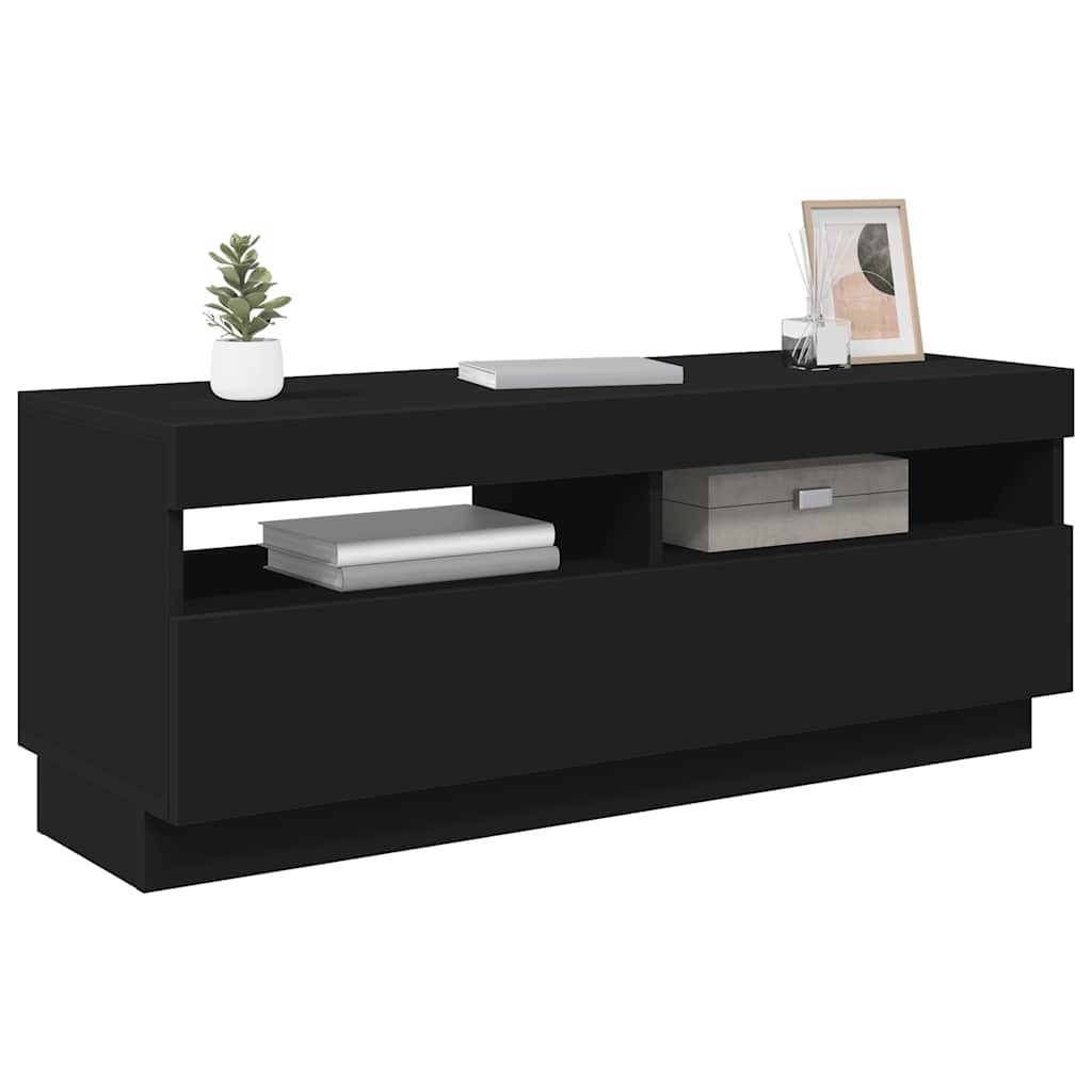 Vidaxl Szafka Pod Tv Z Oświetleniem Led, Czarna, 100X35X40 Cm
