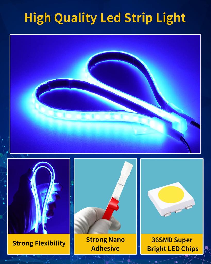 DUOFU365 LED Tape Car LED Tail Underfoot IP68 High Pack of Blue Light, Tape, Footlight, Interior, Boat, Motorcycle, Lamp, Lighting, 12V, Silicone,