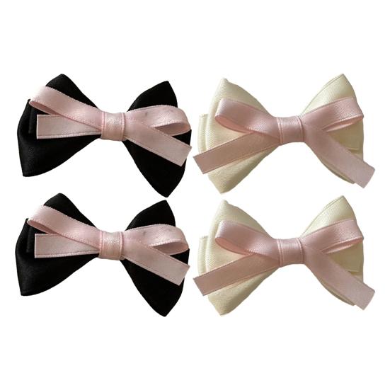 2Pcs Girl Hair Pins Bowknot Decor Double-Layered Ribbon Design Side Bangs Hair Clips Hair Accessories Daily Wear