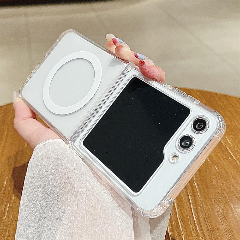 Magsafe Transparent Armour Magnetic Phone Case for Samsung Z Fold 5 4 6 3 Flip 6 4 5 3 5G Wireless Charging Protective Shockproof Business Cover
