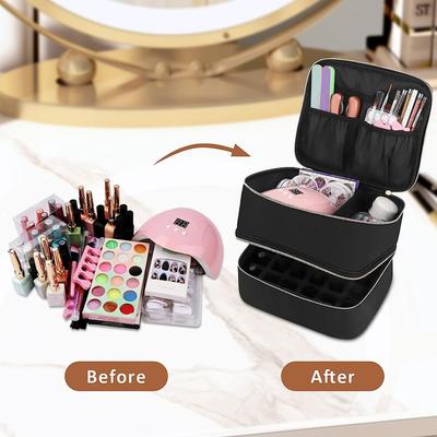 Handheld Double Layer Cosmetic Organizer Storage Bag Portable Manicure Tool Case for Women Nail Art Essential Oil Cosmetic Bag