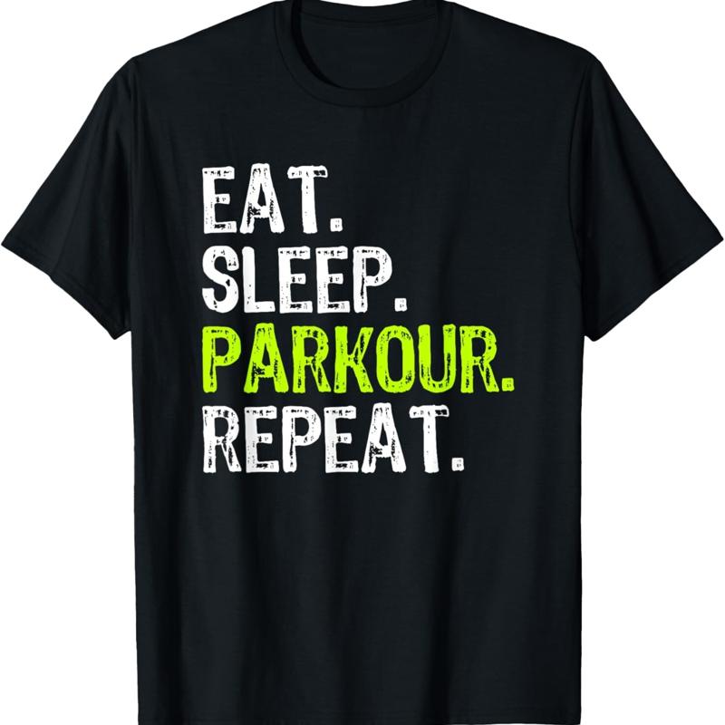 Eat Sleep Parkour Repeat Funny Lover T Shirt - Men s Summer Cotton Graphic Tee S разноцветный