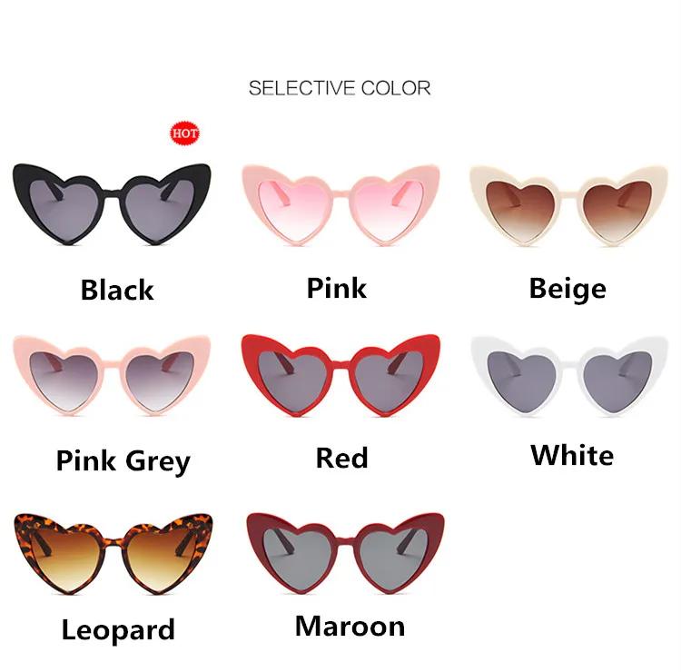 Fashion Plastic Women Heart Oversized Sunglasses Retro Brand Designer Vintage Gradient Cat Eye Sexy Female Sunglasses UV400