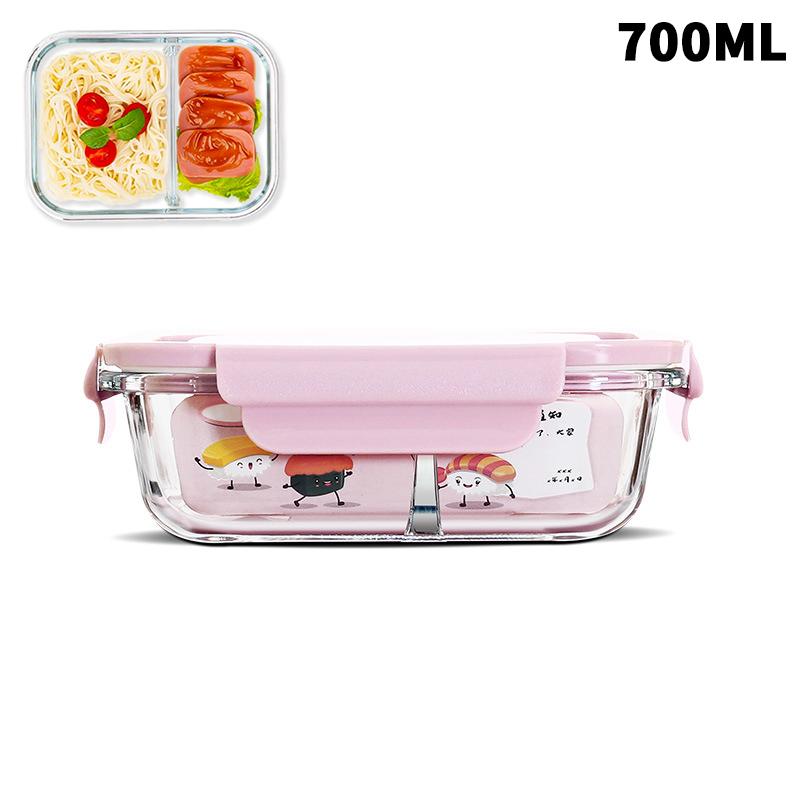 1/2/3 Fack Förtjockad Läckagesäker Mikrovågsugnssäker Matlåda Hög Borosilikatglas Bento-låda Med Lock Lufttäta Matlådor