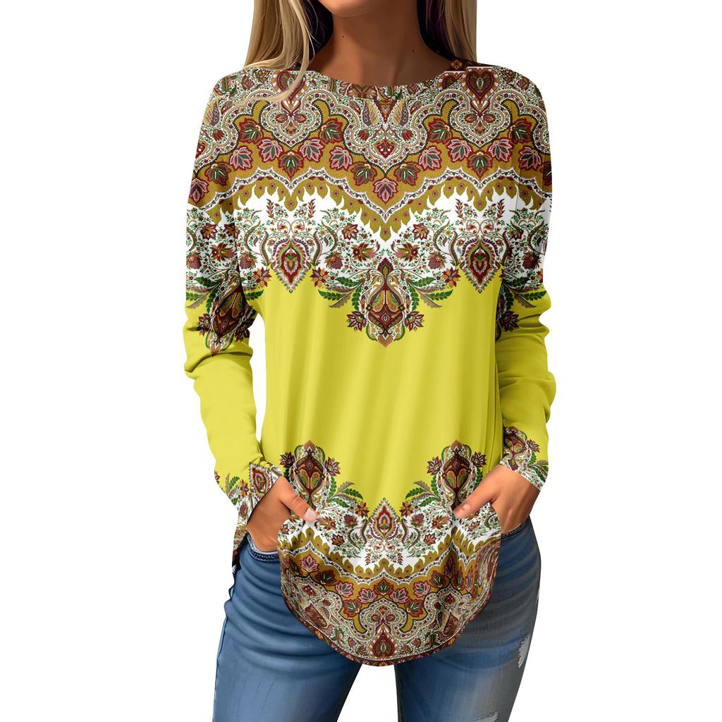 Magliette da Donna Autunno Casual Manica Lunga Felpa Stampa Natalizia Top Pullover