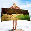 Beach Towel Antelope Print Microfiber Quick Dry Travel Towels Lightweight Compact Beach Accessories For Swimming,Camping,Holiday
