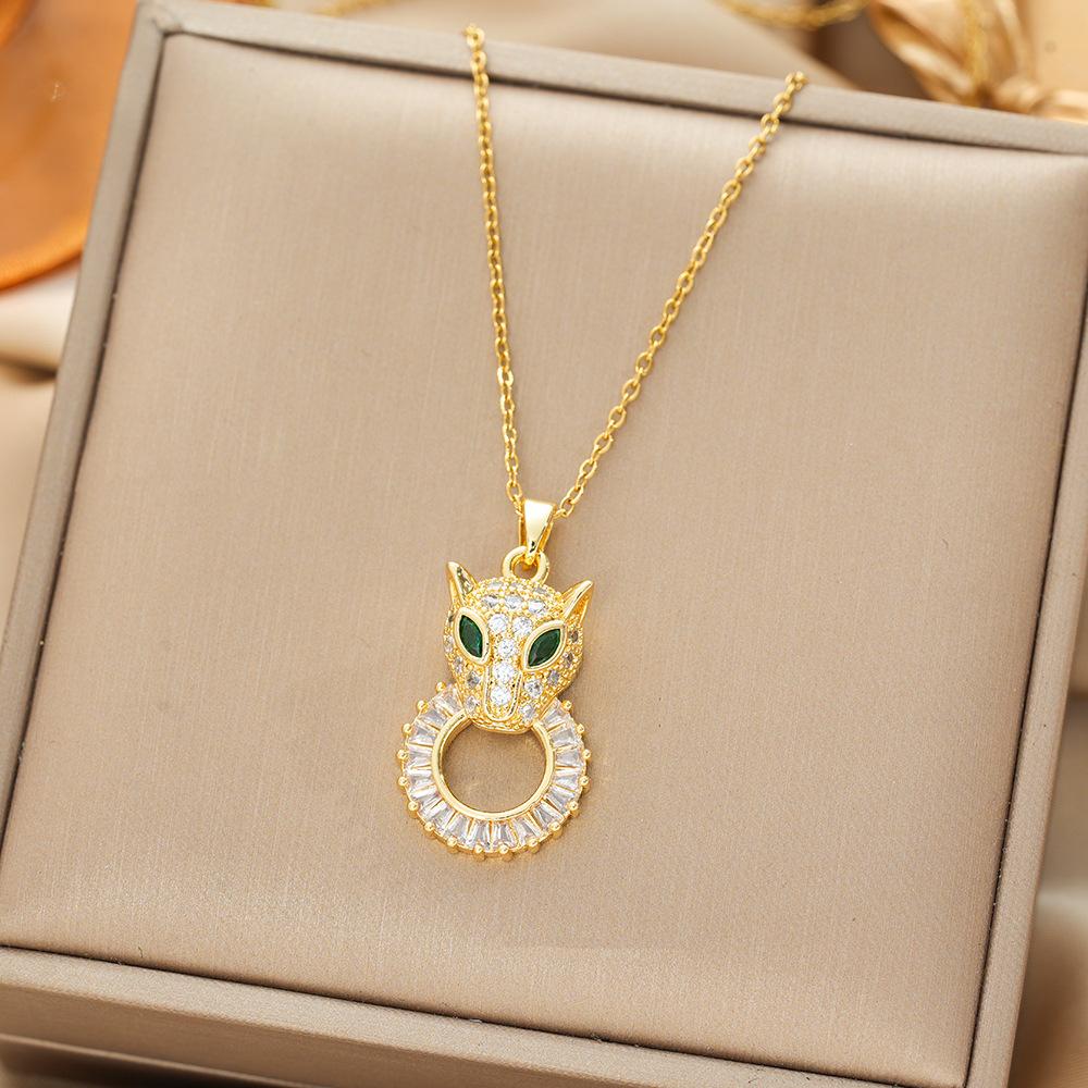 Japan and South Korea Simple Popular Wind Titanium Steel Necklace Female Niche Exquisite Internet Celebrity Zircon Clavicle Chain High-end Jewelry
