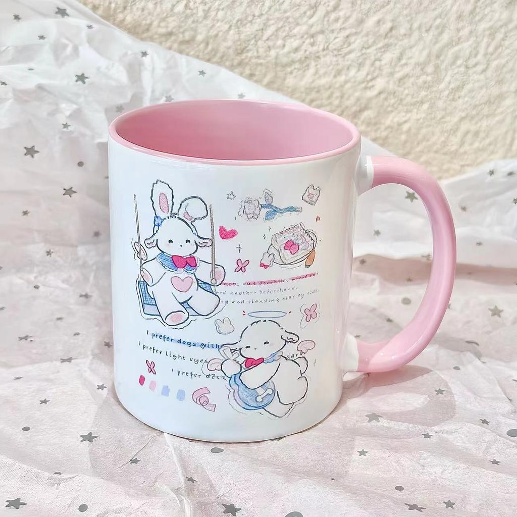 Söt Tecknad Ins Stil och Snyggt Utseende Mugg Tjej Humör Par Vattenkopp Kaffekopp Keramisk Kopp Gåva