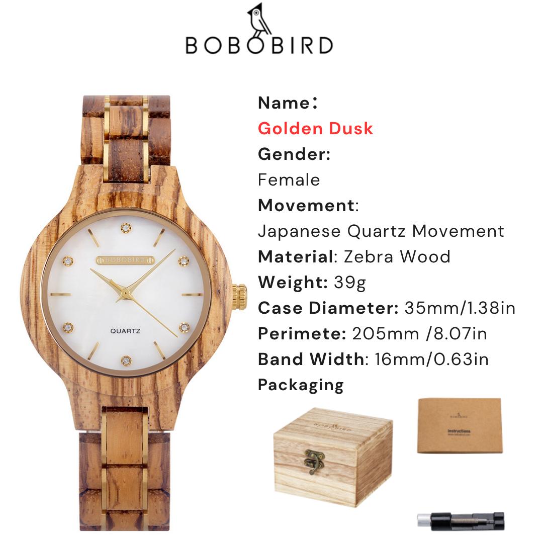 BOBO BIRD Sieviešu koka pulkstenis Roku