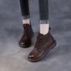 Leather Boots and Women's Shoes - Fall/Winter New Trendy Vintage Short Boots with Added Insulation