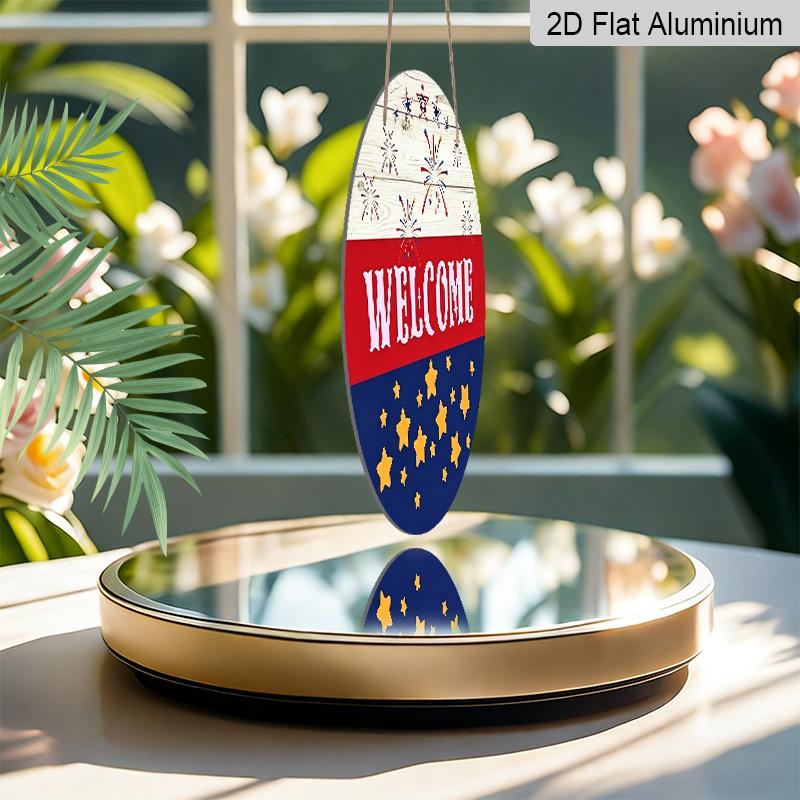 2D Flat Aluminum Independence Day Style Welcome Sign Wall Decoration, Available In Various Sizes, Firework Pattern. Suitable for Living Rooms