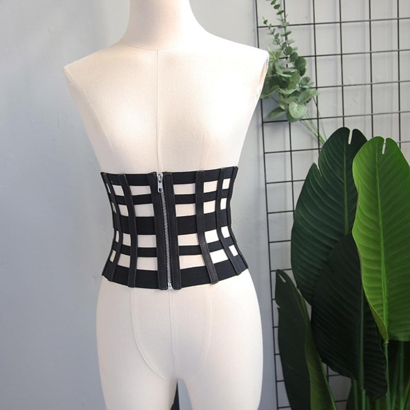 Gothic Solid Color Lift Up Female Waist Corset Wide PU Leather Belt Women Fashion Slimming Waistband Elasticity Corsets