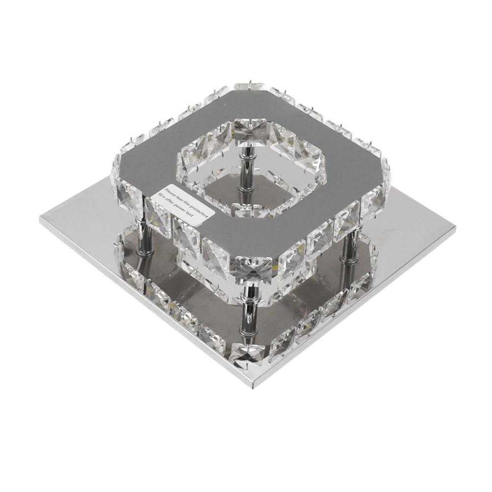 Faux Crystal Chandelier 3 Color Temperature Crystal Ceiling Light Modern Flush Mount Light Hallway