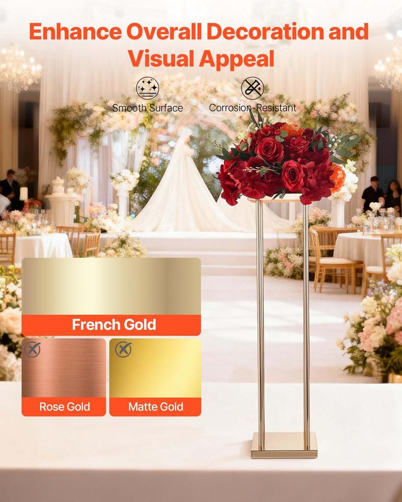 Wedding Flower Stand, 10PCS 80cm Column Flower Stand, Floral Stands with Metal Laminate, Cylindrical Cubic Floral Display Rack for Wedding, Party,
