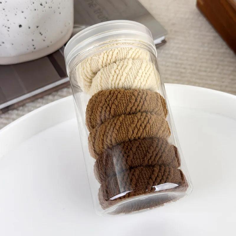 6Pcs/set Canned Hair Rope Thicken High Elastic Hairband Womens Kids Simple Colorful Knitting Headbands Ties Ponytail Rubber Band