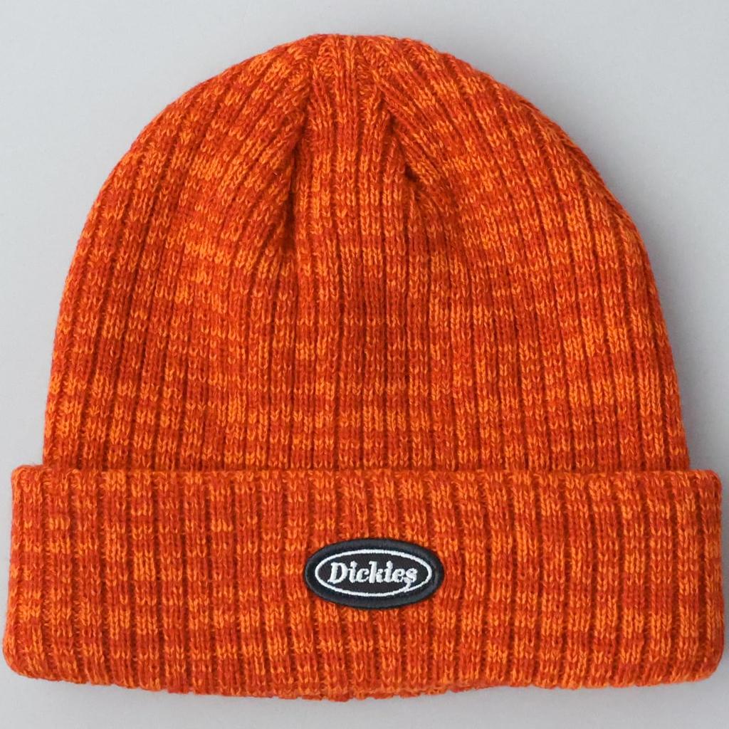 Dickies CALIF Ribbed Knit Cap with Logo Unisex Acrylic Solid Orange Perfect for Snowboarding Patch, Beanie, Color, Mix, 006,