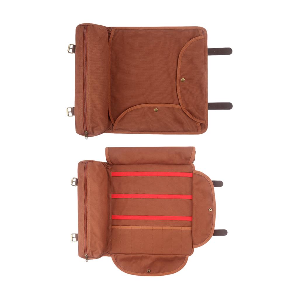 Portable Bar Canvas Tool Bag (Without Tools) with Shoulder Strap Roll Up Traveling Bar Bag for Carrying Cocktail Shaker Set