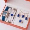 New Explosive Trend Leather Women'S Watch Square Korean Version Rhinestone Square Set Bracelet Watch