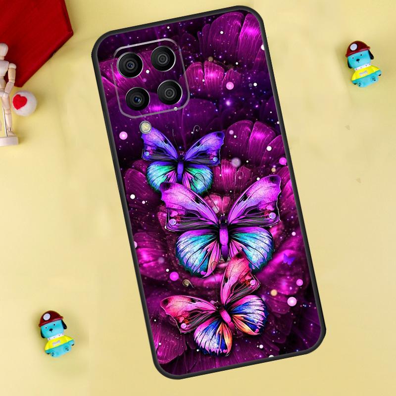 Black Beautiful Butterfly Case For Samsung Galaxy M35 M55 M15 M11 M12 M13 M14 M06 M16 M36 M56 M31 M53 M32 M52 M34 M54