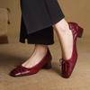 Sandales Rétro pour Femmes à Nœud et Bout Carré, Talon Bloc, Cuir Souple Printemps, Mode Talons Hauts, Tailles 35-42