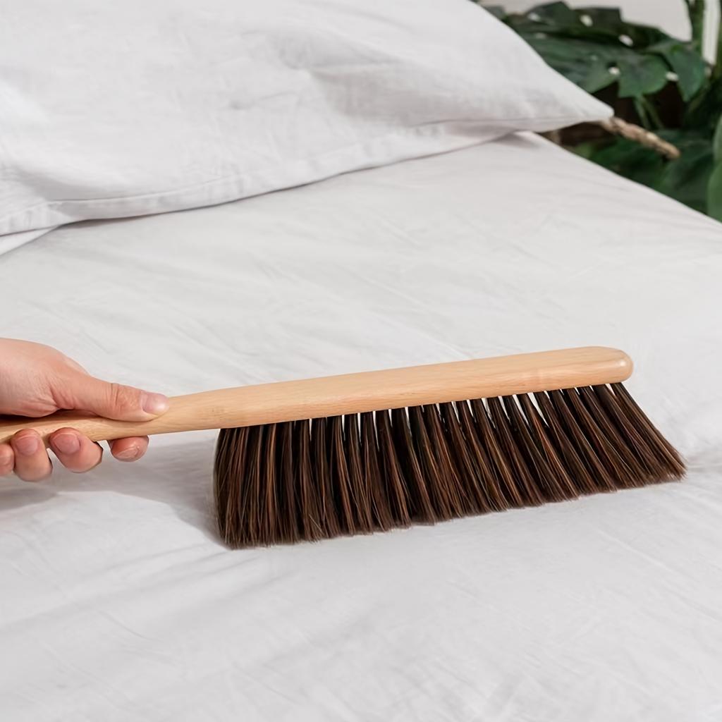 1pc Hand Broom Counter Duster Dusting Brush for Home Cleaning, Soft Dust Brush with Long Wooden Handle for Bed Sofa Furniture
