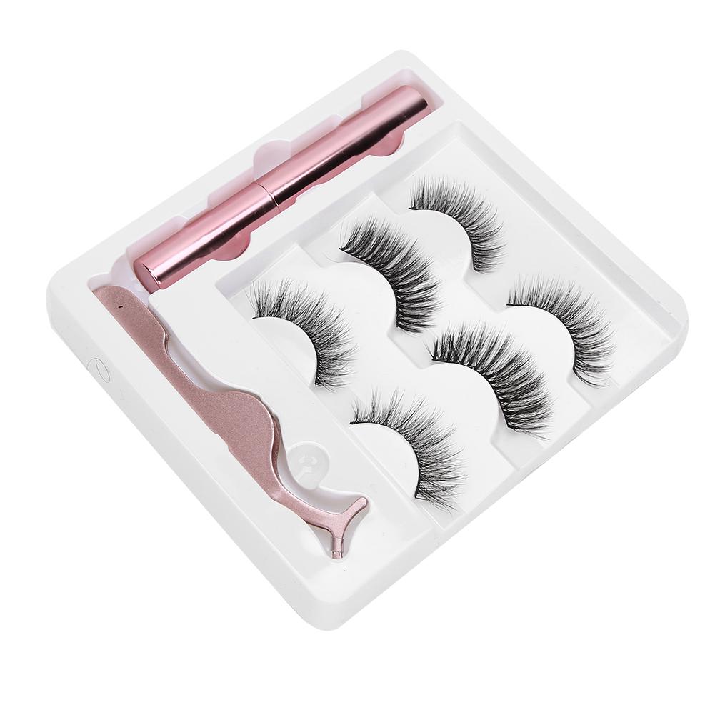 

3 пары водонепроницаемых многоразовых накладных ресниц магнитная подводка для глаз пинцет наборM1