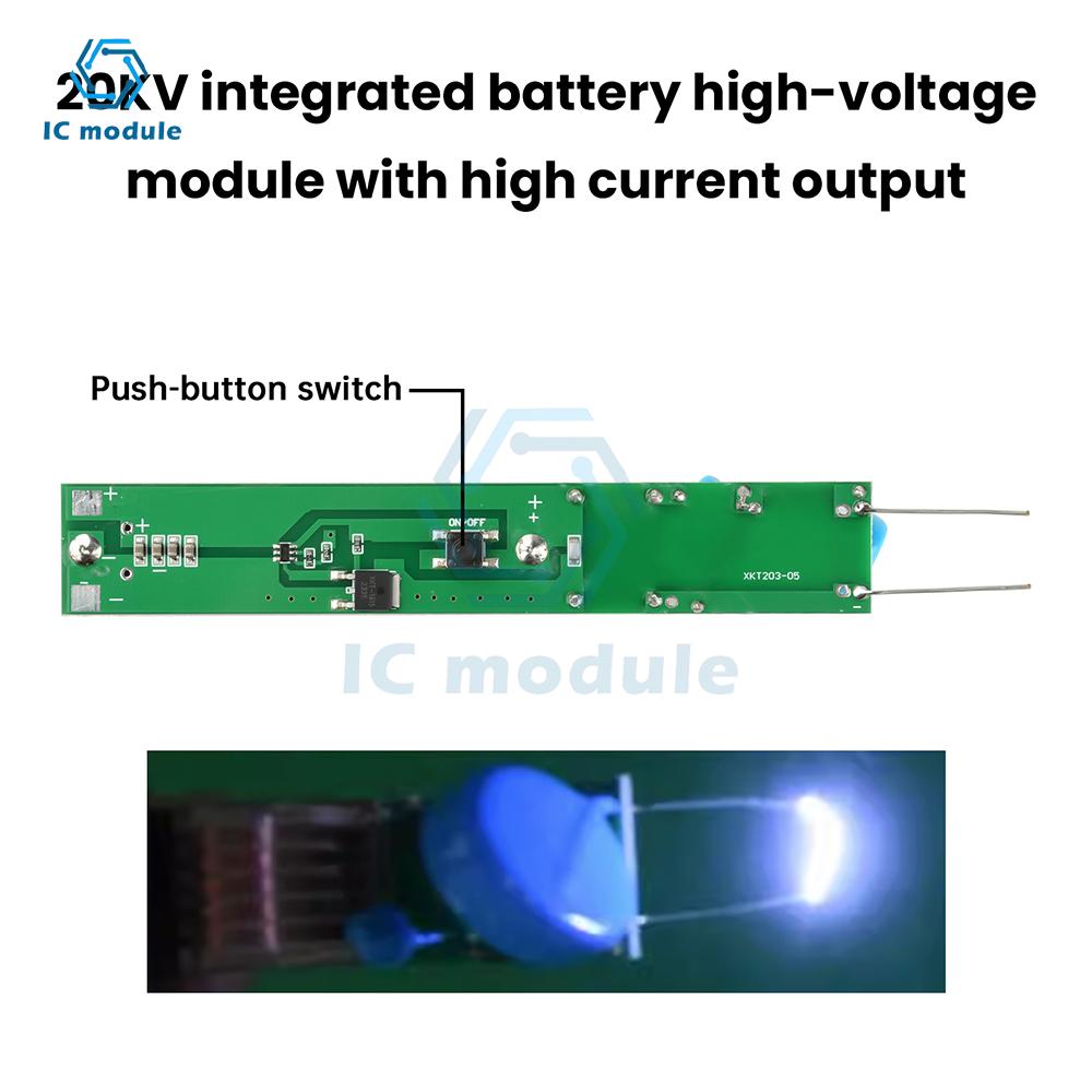 DC 3.7V 20KV Integrated High Voltage Module Discharge Coil Boost Circuit Arc Generator 18650 Lithium Battery Power Supply