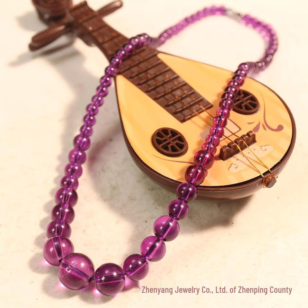Versatile Faux Amethyst Purple Glass Bead Necklace - Elegant Gift for Mom
