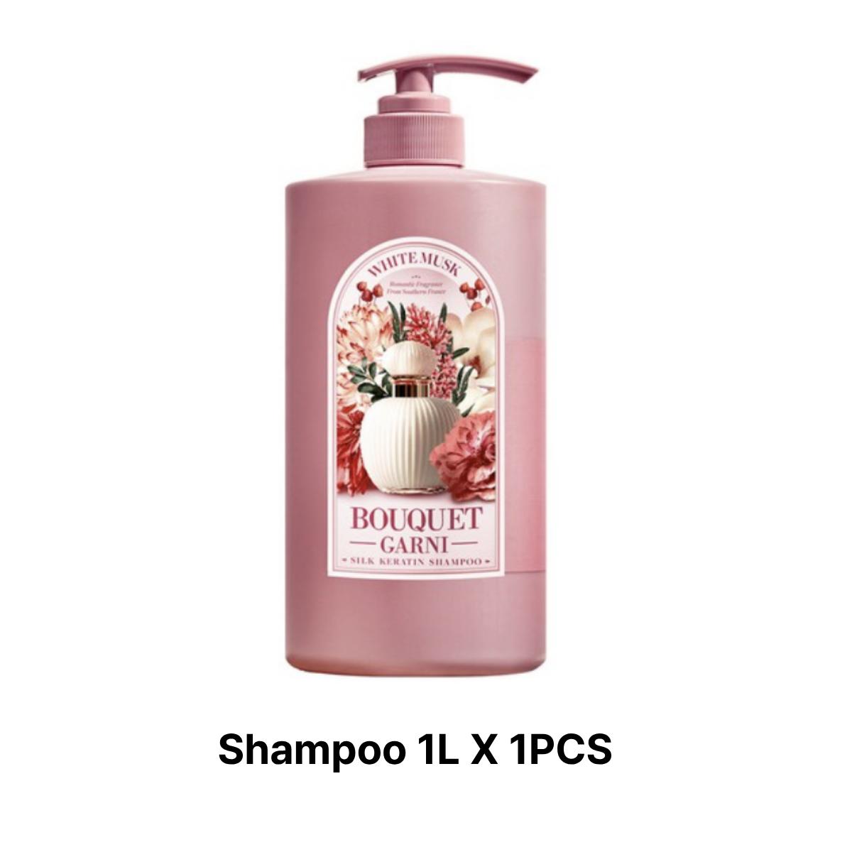 [Bouquet Garni]  Silk Keratin Hair Care 1000ml - Shampoo or Treatment (White Musk) Shampoo 1L X 1PCS