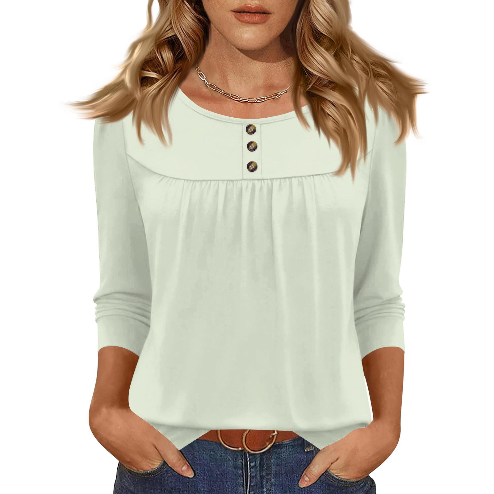 

Women s Casual Loose Color Roud Neck T,shirt M білий