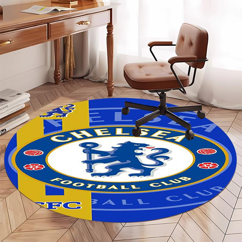 Chelsea Football Club Printed Round Rug Carpet Chair Rug Area Rug Entryway Doormats,for Office Chair Living Room Bedroom Kitchen Room.