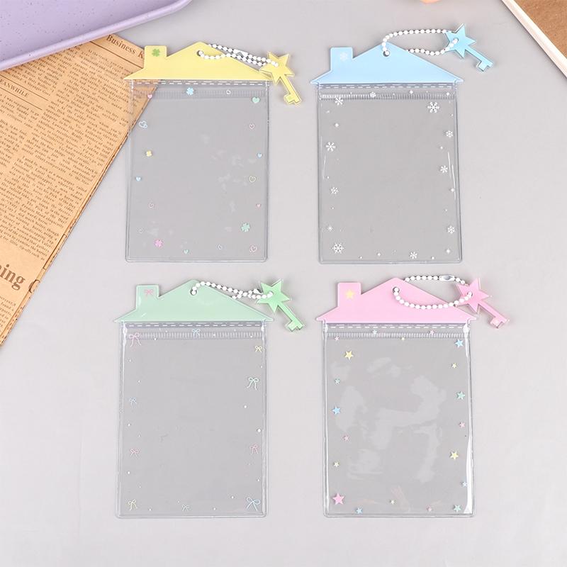 Cute Cartoon Transparent House Card Cover Pvc Clear Photo Holder Badge Id Credit Card Case Student Campus Cards Protector