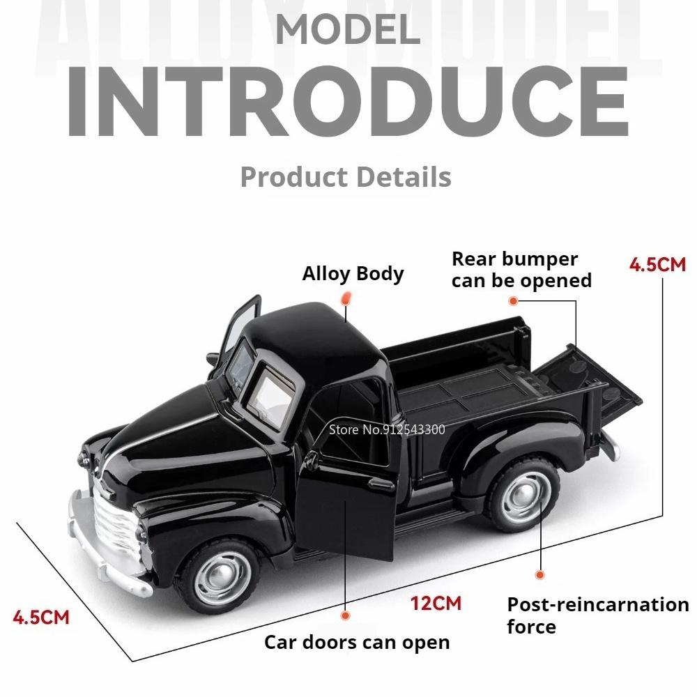 1:36 Scale Old Style Pickup Truck Model Toy Car Realistic Static Design Cross-Country Vehicle Models Toys Great Collectible