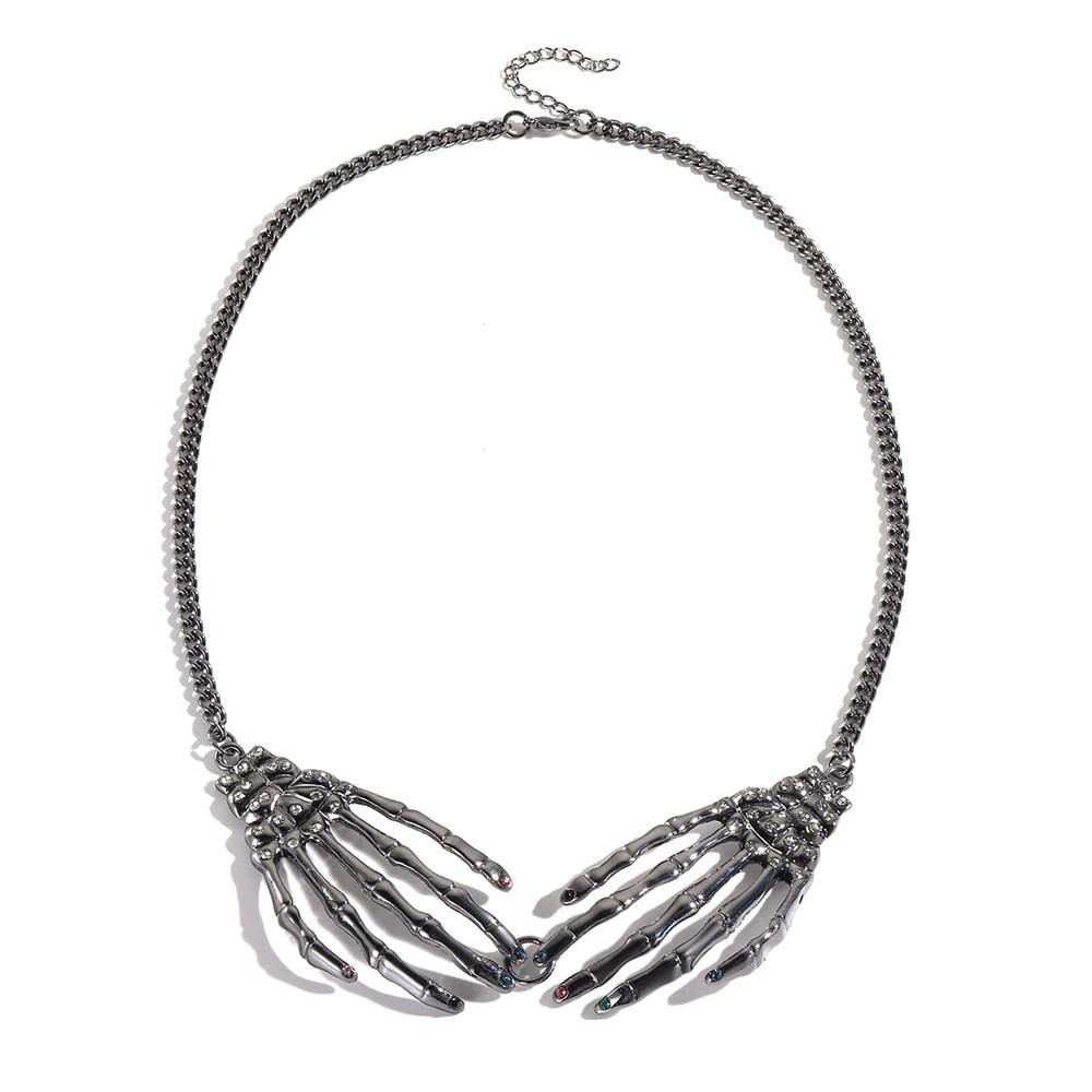 Halloween Skeleton Necklace With Water Wave Chain For Women Halloween Jewelry