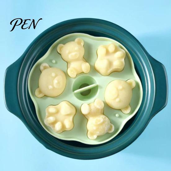 Small Dessert Molds Silicone Bear Cake Mold, Steamer Safe Food Baking Pan for Kids, DIY Making Tools Non Stick Reusable Heatproof Muffin Pudding Jelly