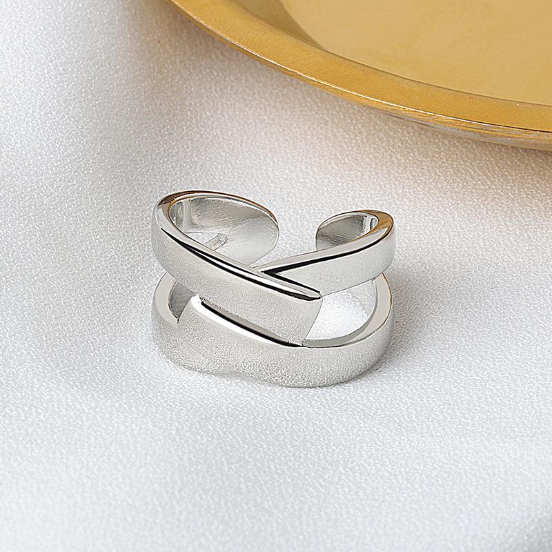 High Quality Fashion BFCLUB Silver Color Geometric Interweave Gold Color Adjustable Rings For Women Wholesale Jewelry