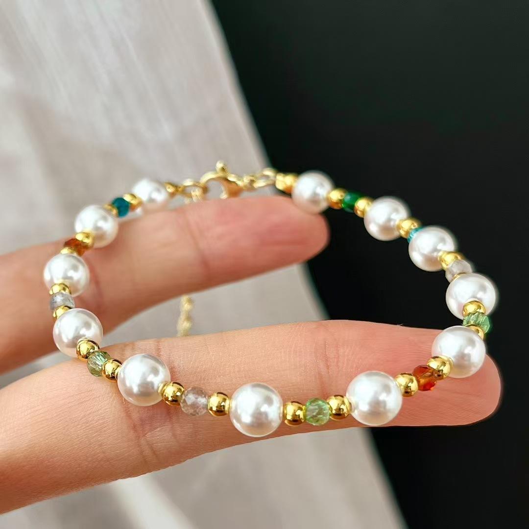 Retro Colorful Design Sense Artificial Crystal Pearl Bracelet