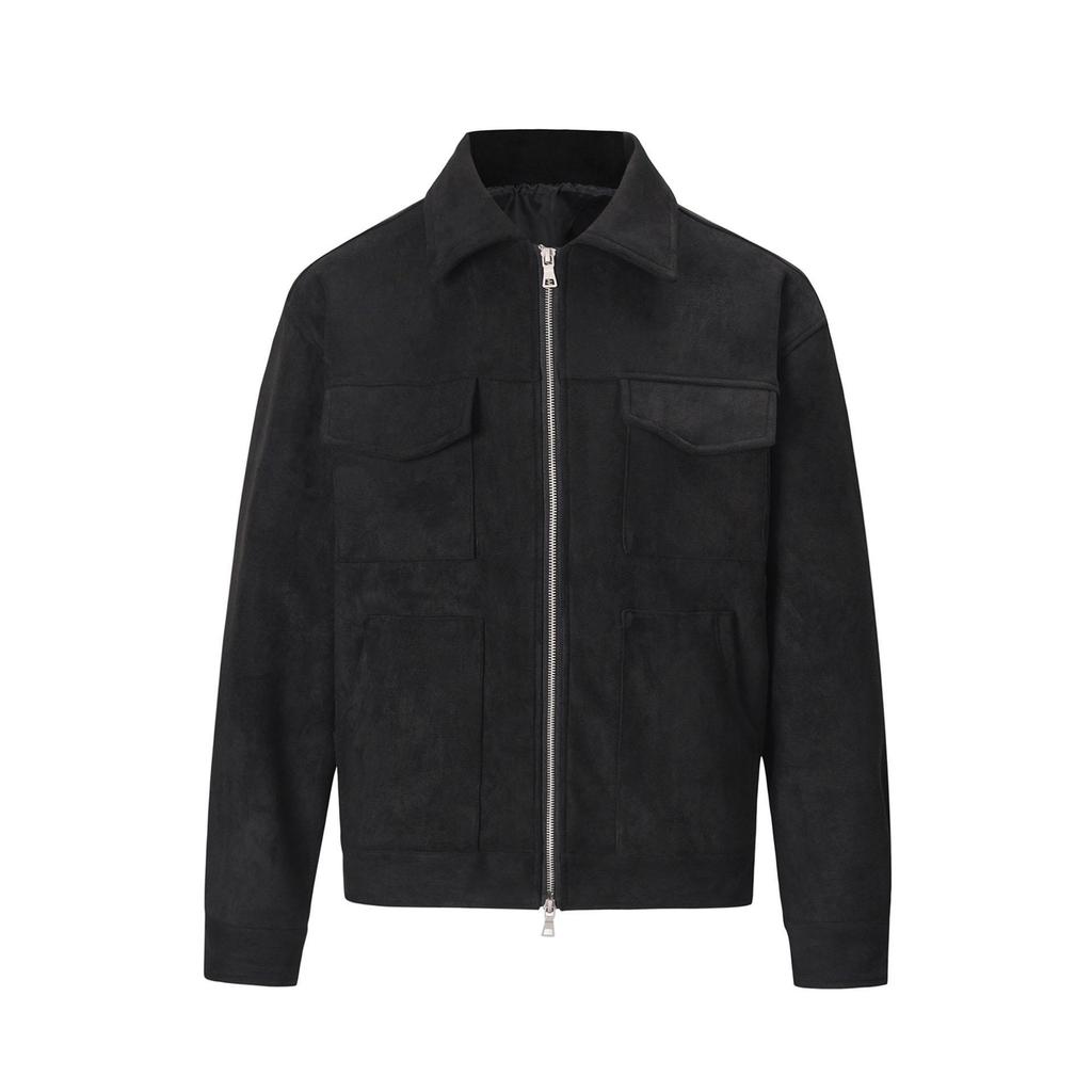 Veste Crock Vintage High Street en Daim avec Revers Zippé Veste Courte Décontractée pour Homme