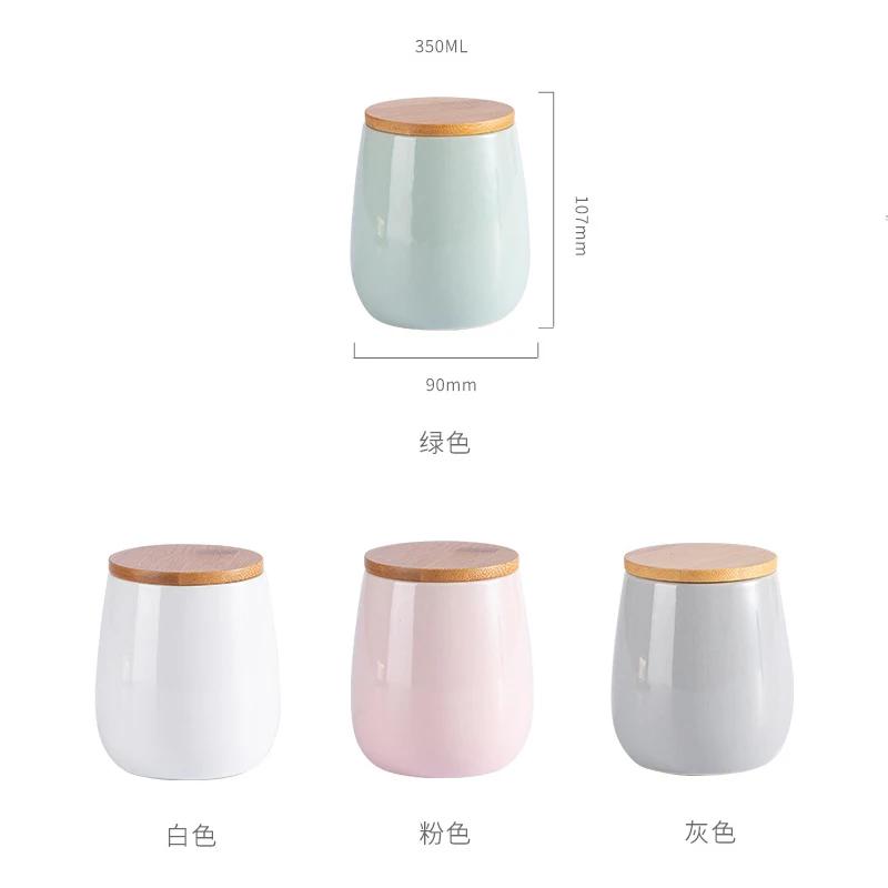 Modern Minimalist Ceramic Wooden Lid Sealed Jar Kitchen Storage Supplies Storage Jar Miscellaneous Grains Coffee Tea Food Jars