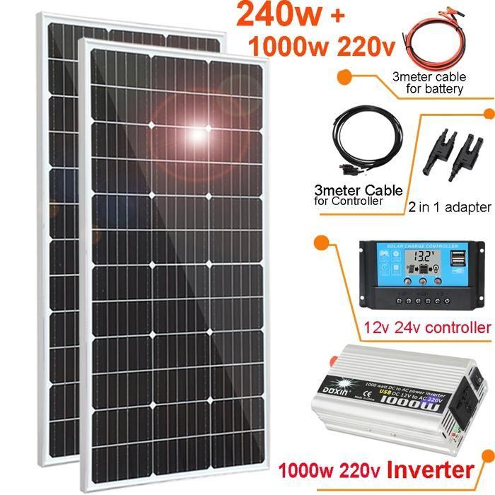 Güneş Paneli Kiti, 240W Çıkış Gücü, Monokristal Verimlilik, 240W 12V 24V 20A Kit