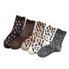 1pair Sweat Absorbing Mid Tube Socks Polyester-cotton Ankle Socks Leopard Print Socks  Casual Wear
