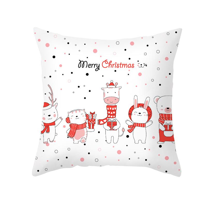 Christmas Pillow Case Small Animal Print Peach Skin Pillow Case Home Pillow Sofa Cushion