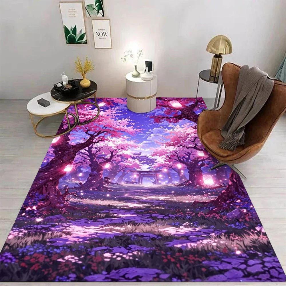 Night View Carpet Cartoon Living Room Bedroom Kitchen Sofa Table Balcony Rug Non-slip Washable Mat Exquisite Ornaments