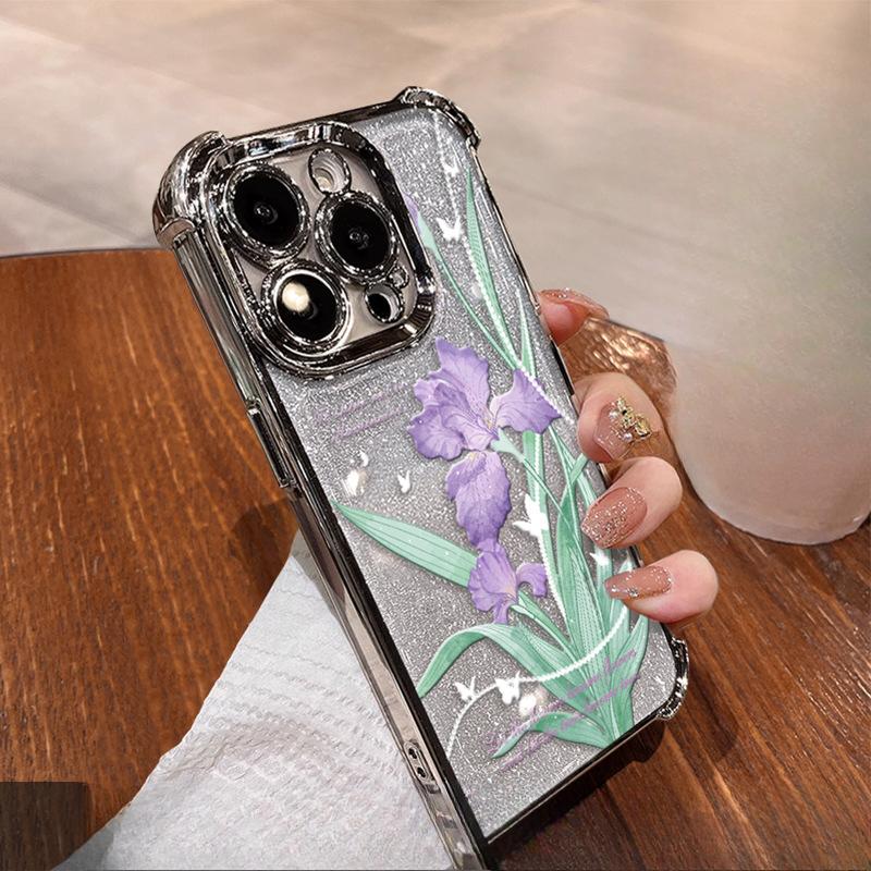 

Подставка Iris Подходит для чехла для мобильного телефона Apple 15 Promax 14 Гальванизированная Подушка безопасности на четырех углах 13 Высококлассное ощущение 11 Нишевый iPhone 7 Plus/8 Plus