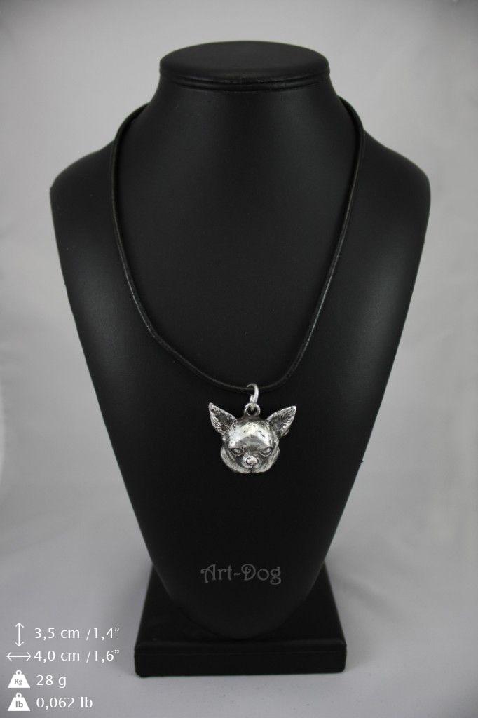 Chihuahua Kurzhaar, Chihuahua Glatthaar - Hundekette in Geschenkbox, versilbertes Medaillon für Hundefans, auffälliger Anhänger der Marke Art-Dog