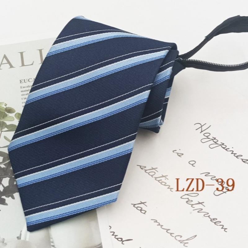Men's Formal Business Tie with 8cm Zipper, Striped Black Tie, No Knotting Required.