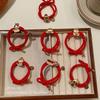 Rhinestone Snake Year Hair Ring Red Chinese Style Bracelet Fashion New Year Hair Rope  Festival