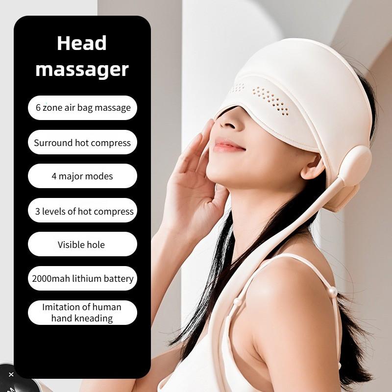

Fully Wrapped Airbag Cap Air Pressure Electric Head Massager Household Hot Compress Relieve Headaches Massage Helmet белый
