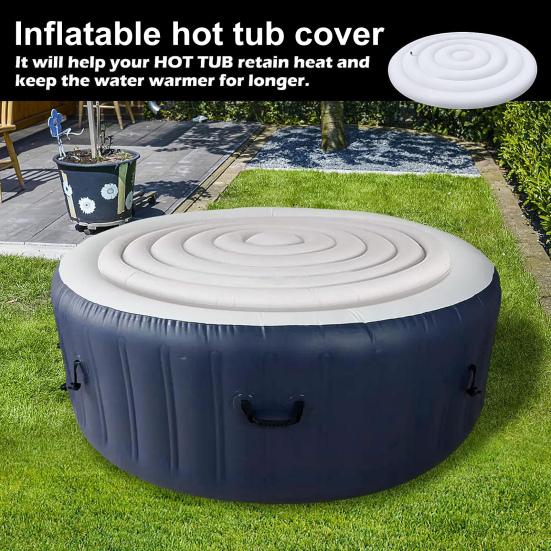145CM Inflatable Hot Tub Cover Foldable Energy Saving Round Hot Tub Lid